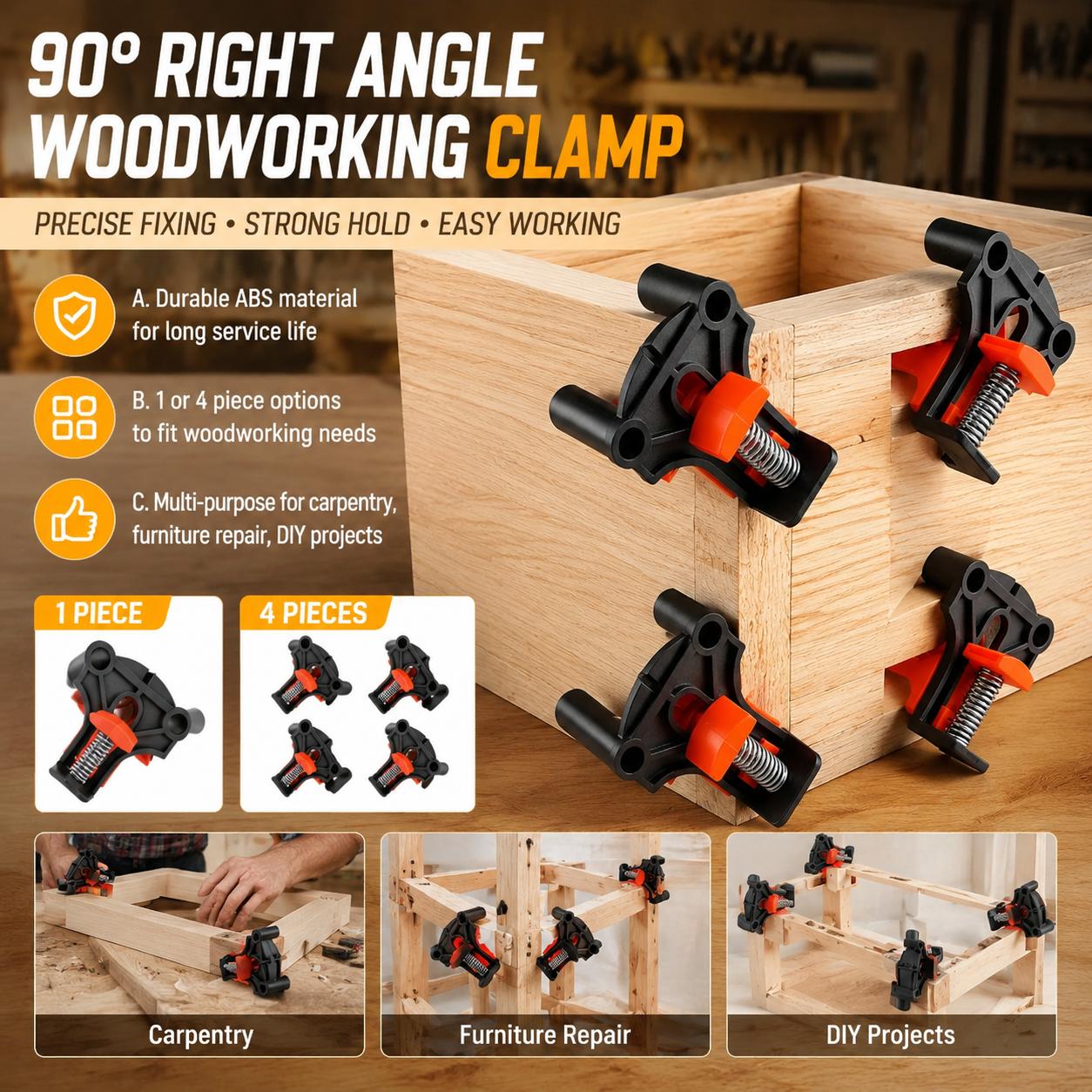 Furniture And Woodworking - طقم مشبك زاوية 90 درجة عالي